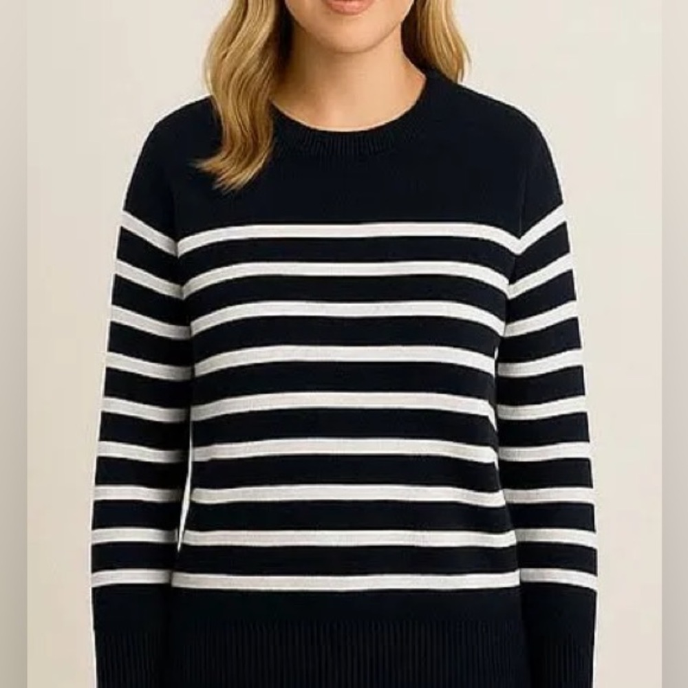 Philosophy Striped Crew Neck Sweater in Black and White